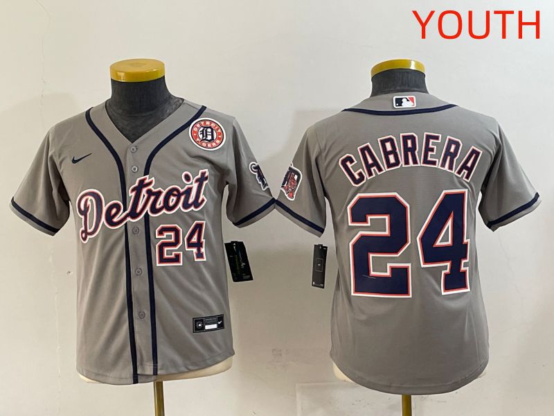 Youth 2025 Detroit Tigers #24 Cabrera Grey Game Nike MLB Jersey style 6->youth mlb jersey->Youth Jersey